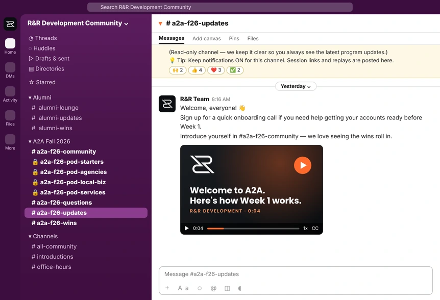 The A2A private Slack community